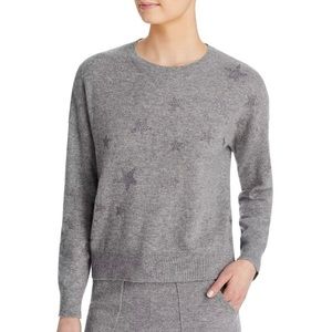 27 Miles Malibu Heathered Gray Sparkle Glitter Star 100% Cashmere Sweater XS/S